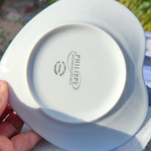 4 Limoges France Philippe Deshoulieres‎ Silver Platinum HEART Plates Porcelain - Picture 2 of 7